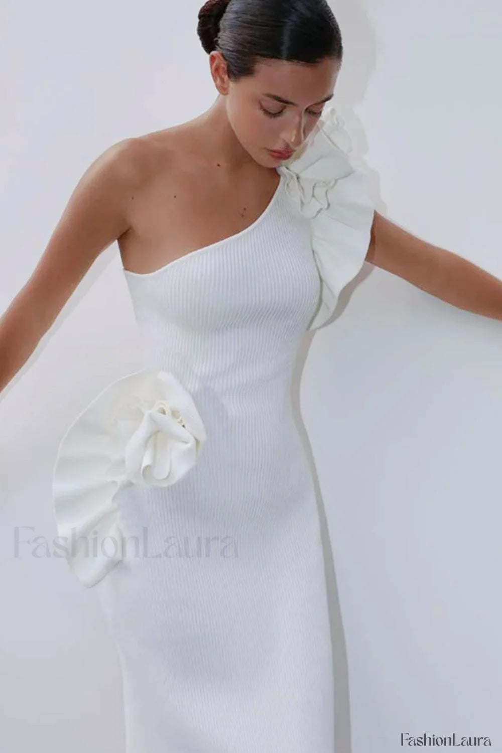 One Shoulder Ruffled Vintage Inspired Dress for Everyday Wear