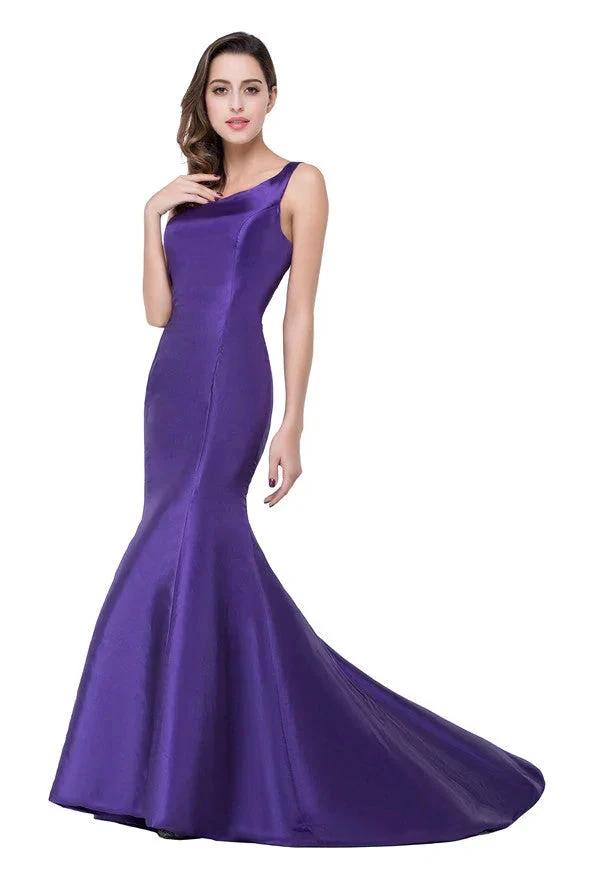 One-shoulder Sweep-length Mermaid Satin Bridesmaid Dresses (ZD13073)