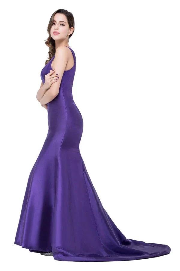 One-shoulder Sweep-length Mermaid Satin Bridesmaid Dresses (ZD13073)