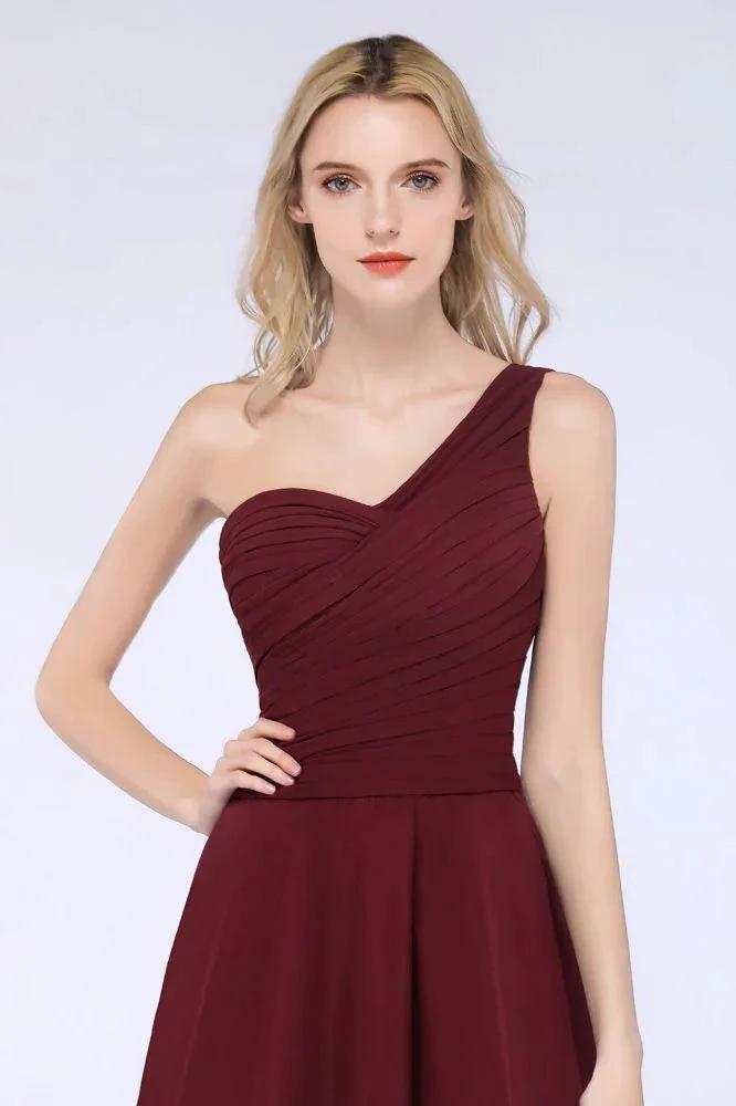 One-Shoulder Sweetheart Knee-Length Bridesmaid Dress Ruffles aline Party Dress (ZD13108)