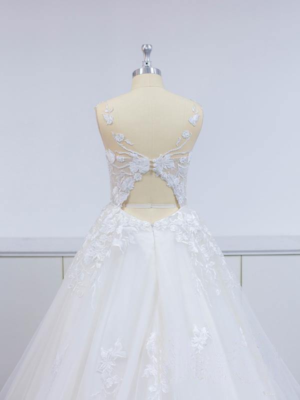 Open Back Appliques Wedding Dress Tulle Bridal Gowns (ZD17514)