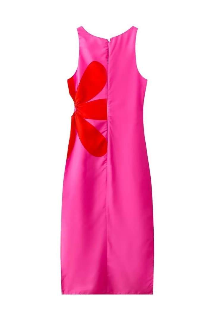 Vania Elevated Flower Cut Out Midi Dress Chic Silhouette Collection