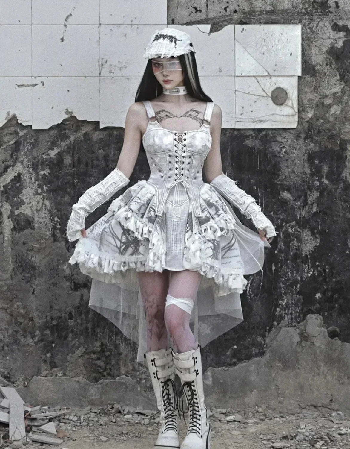 Original Punk Gothic Print Lolita Gothic Dress