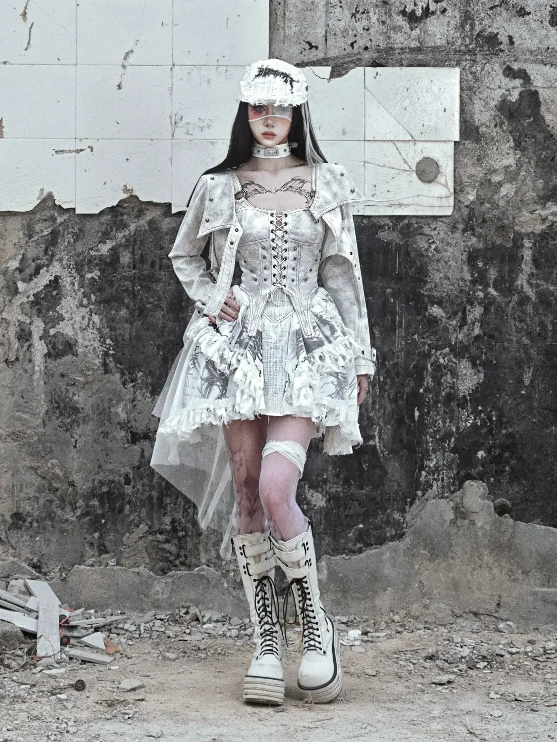 Original Punk Gothic Print Lolita Gothic Dress