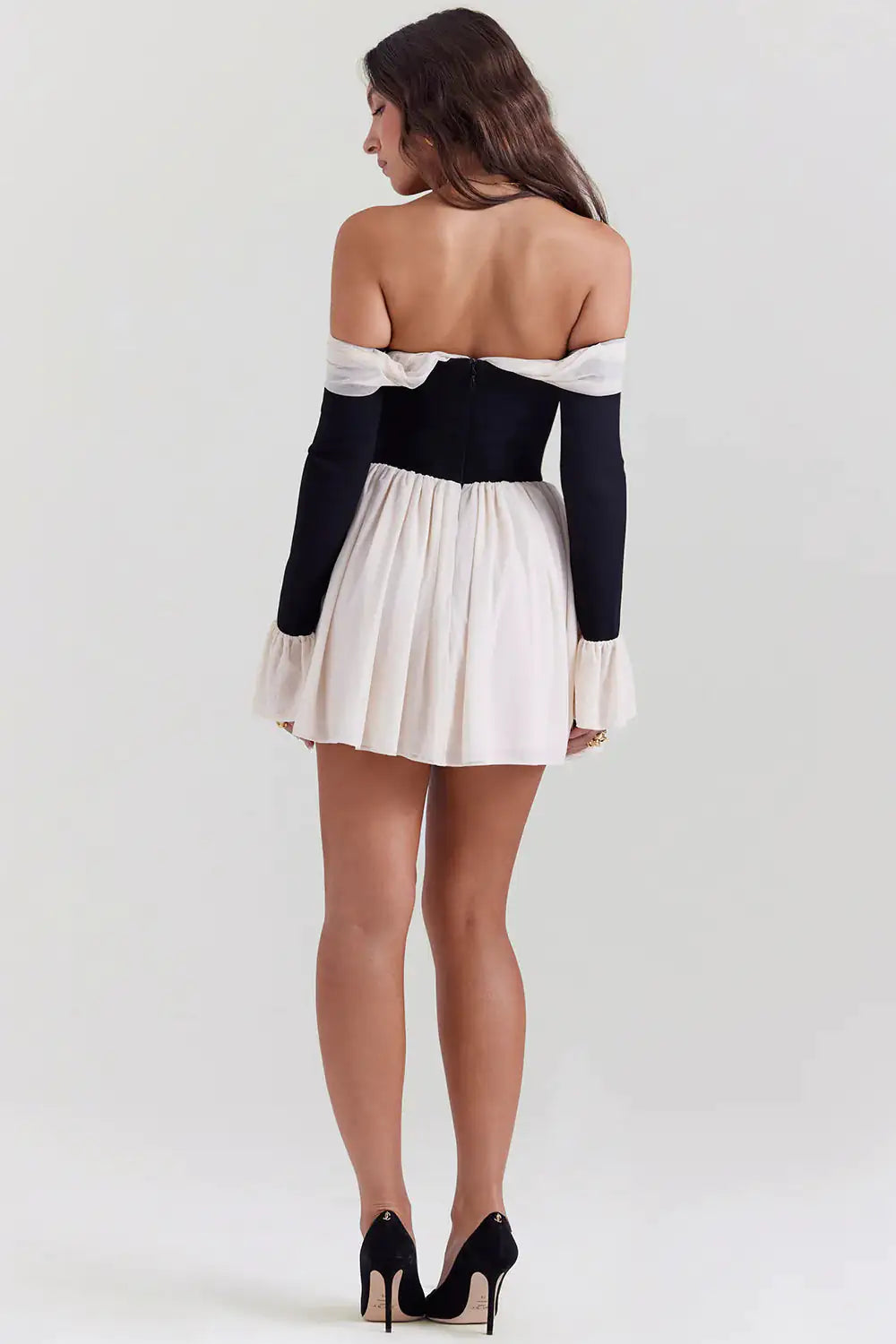 Liora - Tie - Up Contrast Off - Shoulder Dress