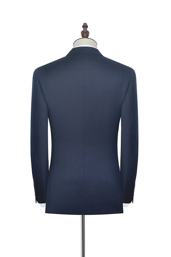 Peak Lapel Double Breasted Business Mens Suits for Formal Three Piece Dark Navy Suits for Men