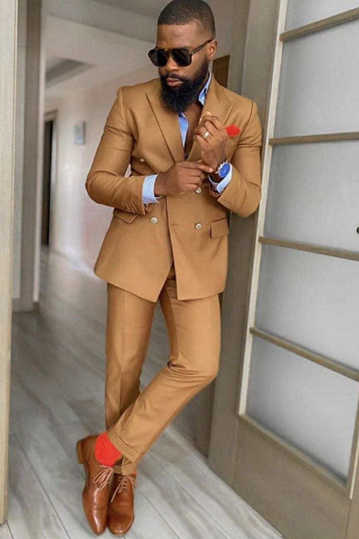 Peaked Lapel Double Breasted Slim Fit Prom Suits