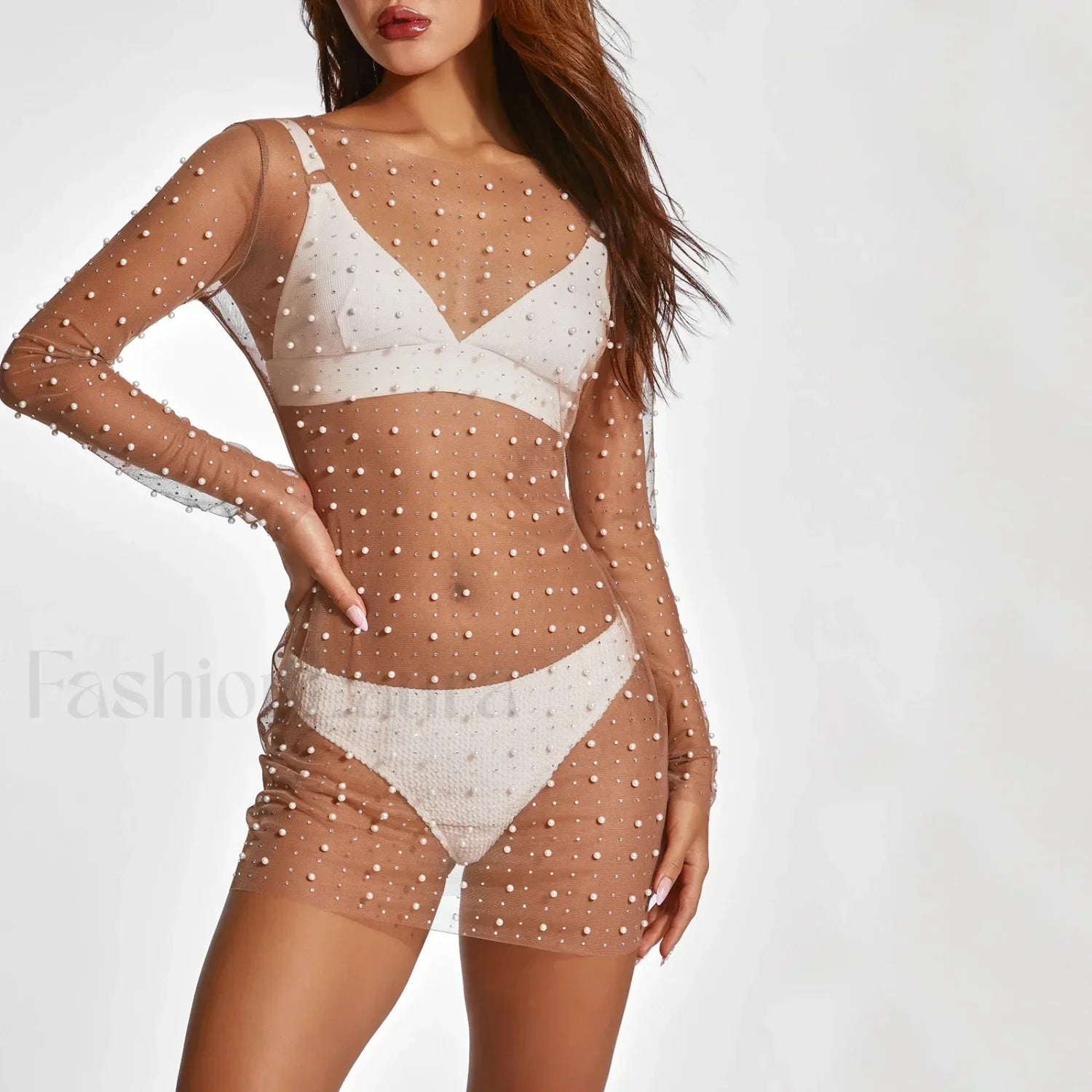 Pearl Sheer Party Dress Cover Up