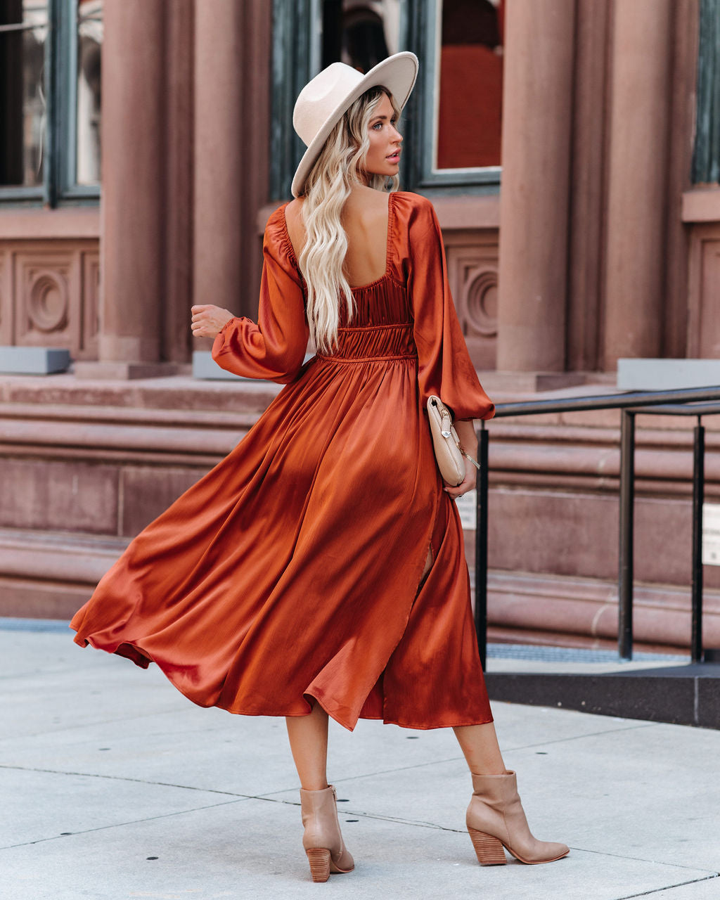 Pines Satin Pocketed Drawstring Midi Dress FINAL