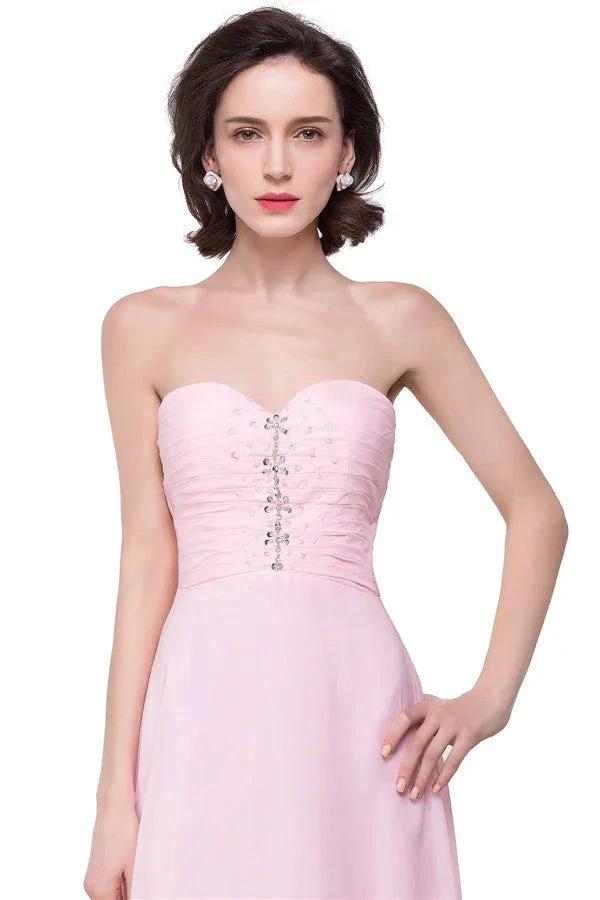 Pink A-line Hi-Lo Sweetheart Ruffle Chiffon Bridesmaid Dresses (ZD13083)