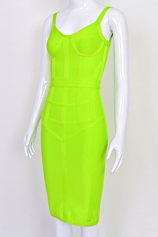 Pip Bandage Corset Dress - Neon Green