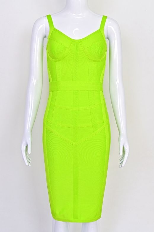 Pip Bandage Corset Dress - Neon Green