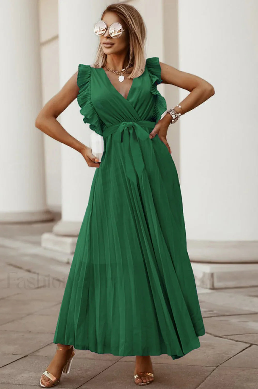 Pleated Elegant Maxi Dress