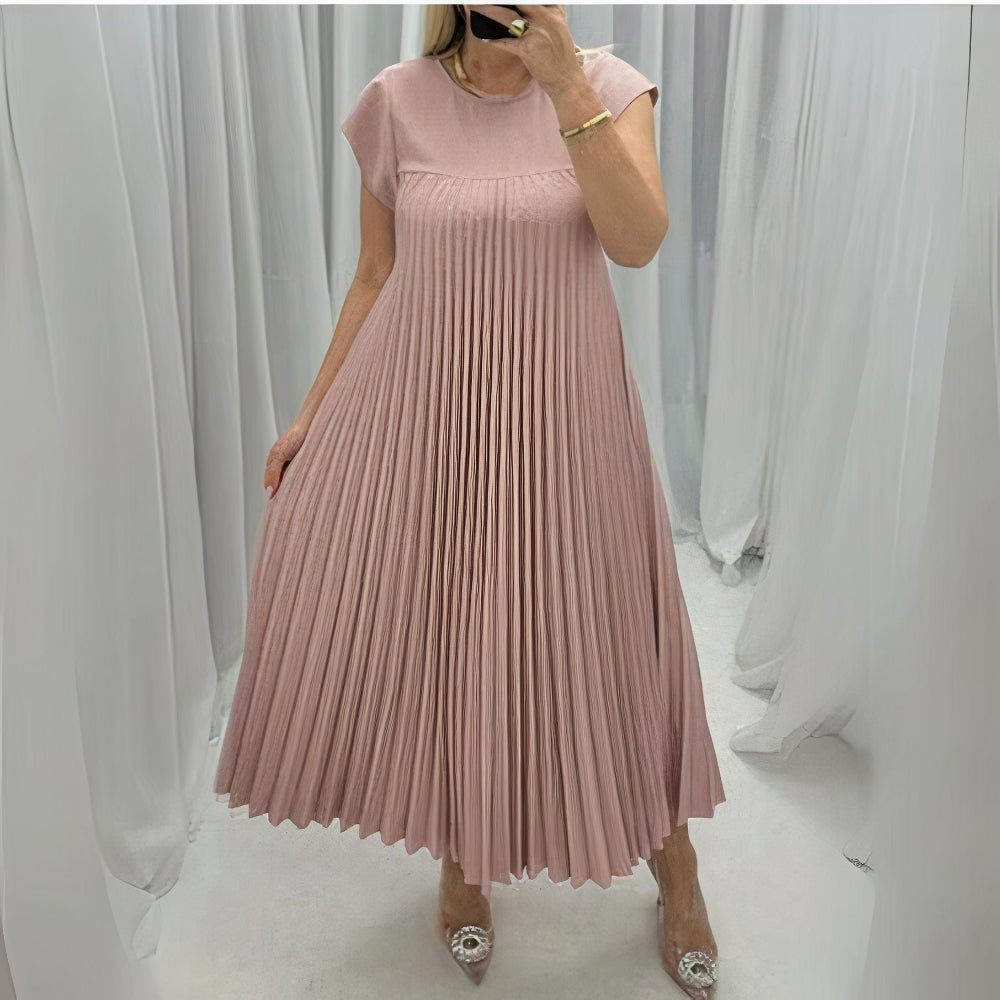 Vanessa Elevated Chic Pleated Summer Dress with a Flattering Fit Silhouette Collection