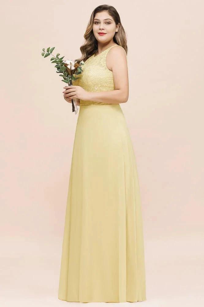 Plus Size Floral A-line Bridesmaid Dress Sleeveless Evening Maxi Dress for Girls Women (ZD13022)