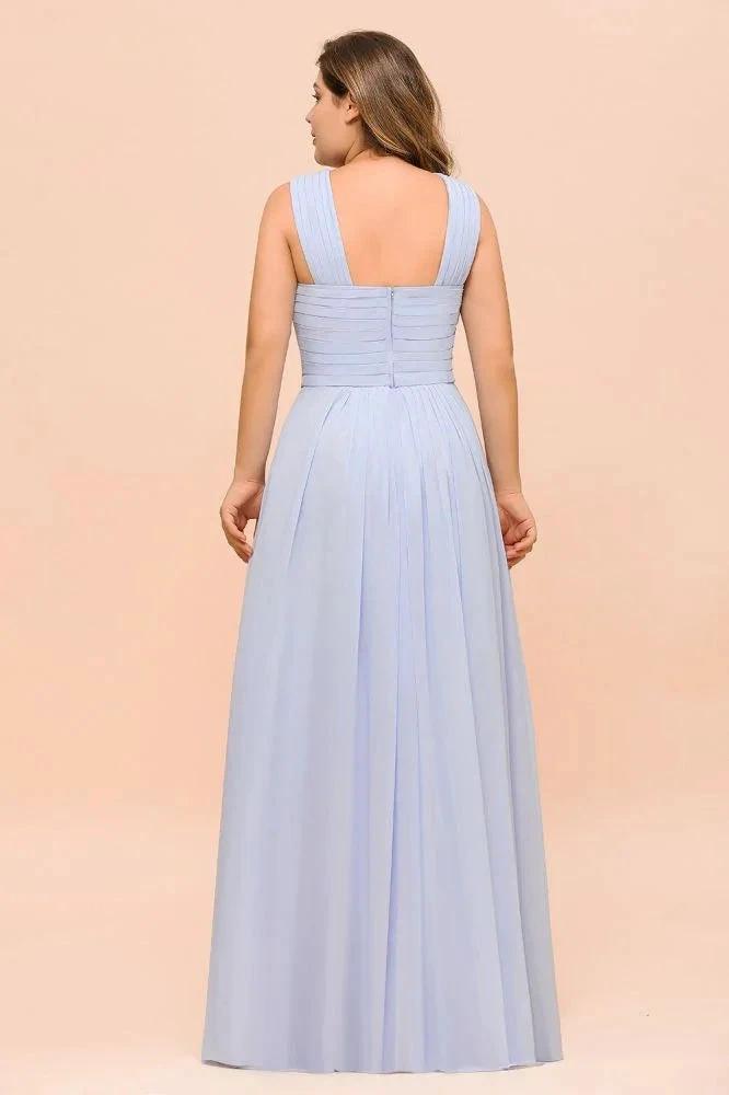 Plus Size Lavender Bridesmaid Dress Halter Floor Length Wedding Guest Dress (ZD12988)