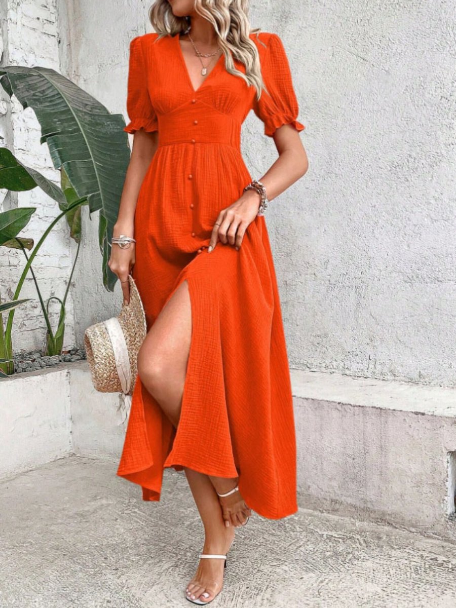 Jillian Elevated Short Sleeved V Neck Dress Occasion Wear