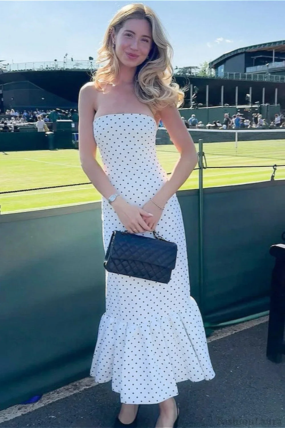Polka Dot Off Dress with Relaxed Fit and Layered Outfit Styling
