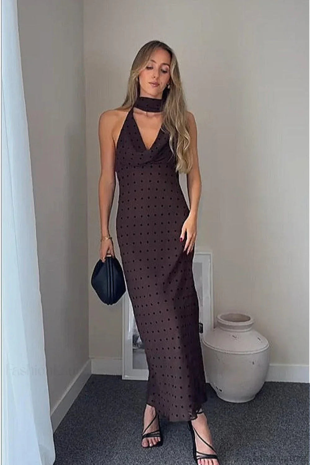 Polka Dot Scarf Urban Dress for Modern Casual Wear Boutique Fashion Style