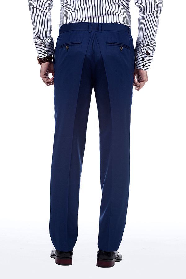 Premium Peak Lapel Navy Blue Three Piece Suits for Men with Double Breasted Vest