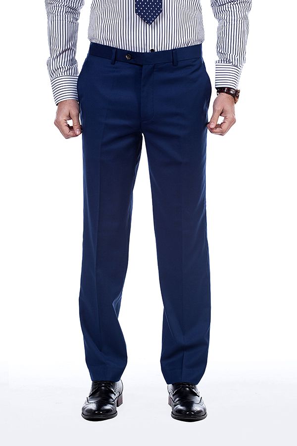Premium Peak Lapel Navy Blue Three Piece Suits for Men with Double Breasted Vest