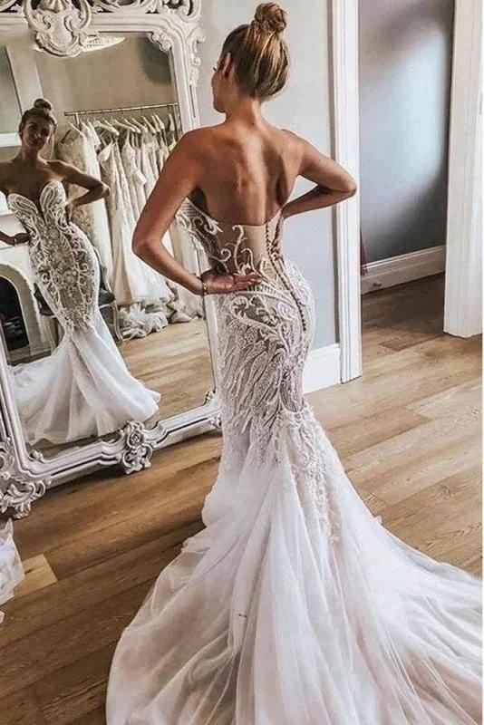 Pretty Mermaid Lace Sexy Sweetheart Elegant Wedding Dresses (ZD14711)