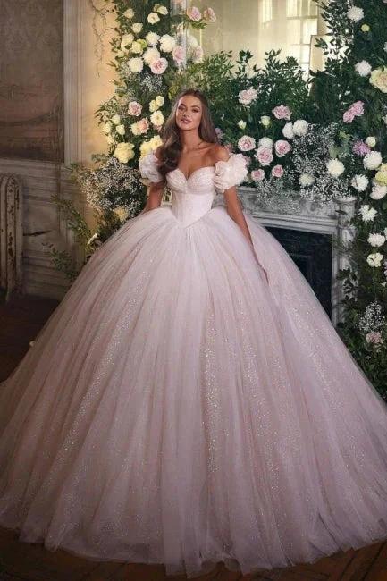Princess Luxury Wedding Dresses Glitter with Lace (ZD16435) - VelvetHem