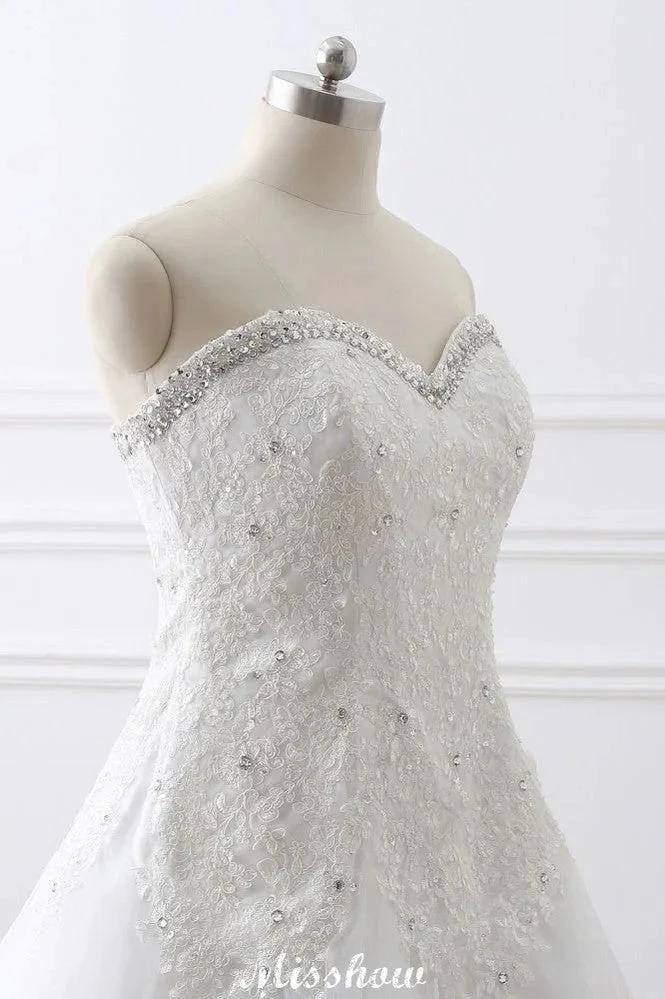 Princess Sweetheart Tulle Wedding Dress With Lace (ZD13934)