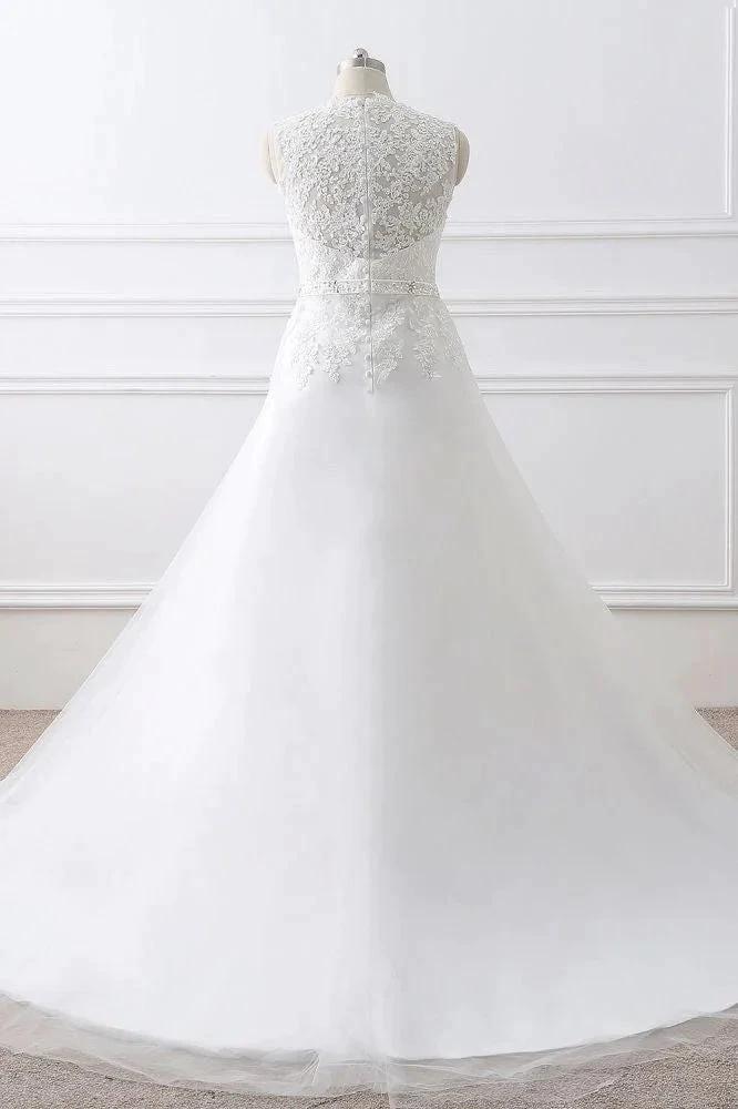 Princess V-Neck Tulle New Arrival Wedding Dress With Lace (ZD13886)