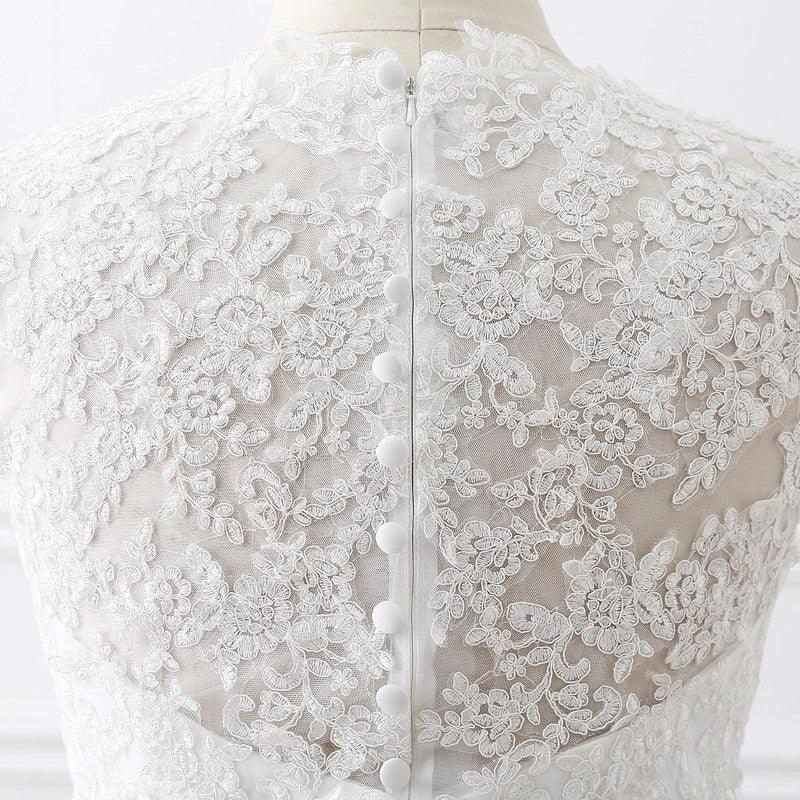 Princess V-Neck Tulle New Arrival Wedding Dress With Lace (ZD13886) - View 7 | VelvetHem