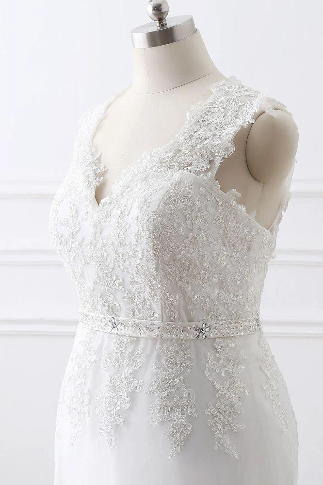Princess V-Neck Tulle New Arrival Wedding Dress With Lace (ZD13886)