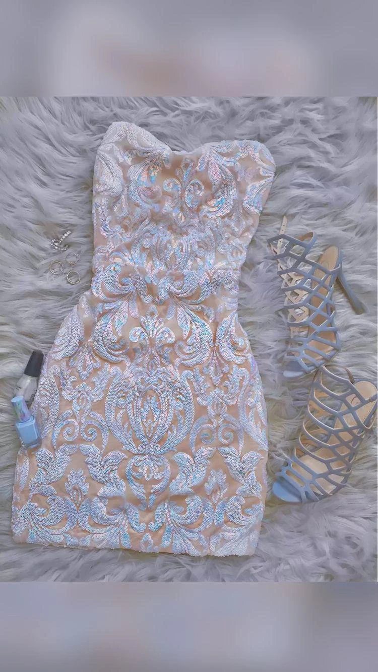 Sweetheart Iridescent Tight Dress Short Homecoming Dress Y531 by simplepromdress