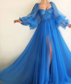 Vintage Puffy Sleeves Prom Dresses Tulle Princess Prom Quinceanera Dresses - FashionDia