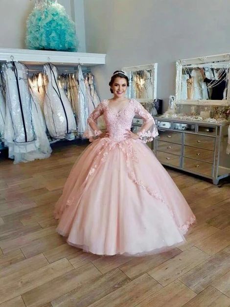 Pink Lace Ball Gown , Charming Prom Dress - VelvetHem