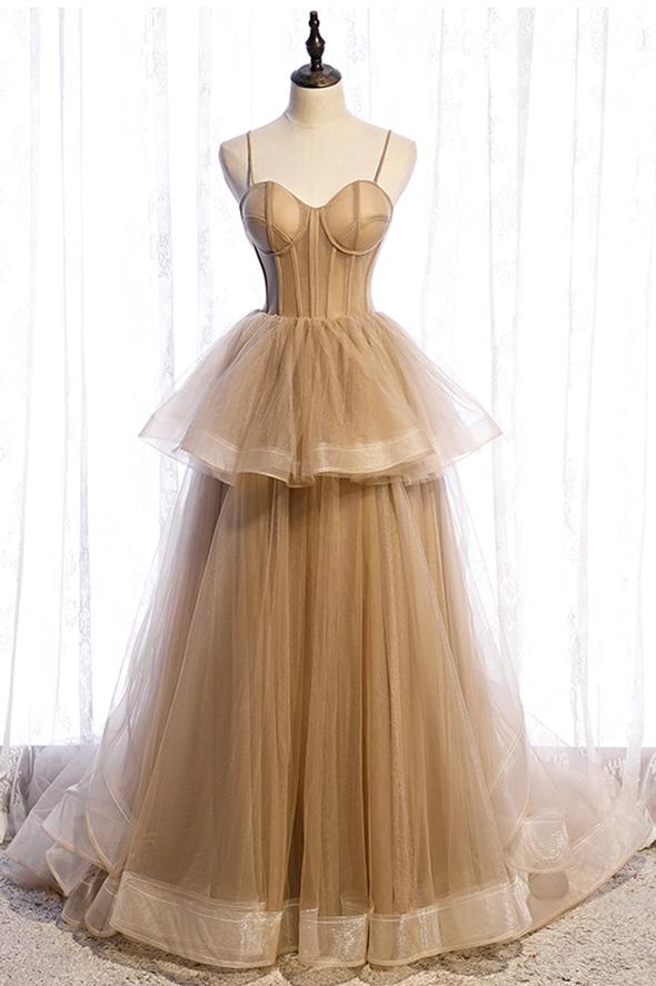 Cute tulle long A-Line Prom & Evening Dress - FashionDia