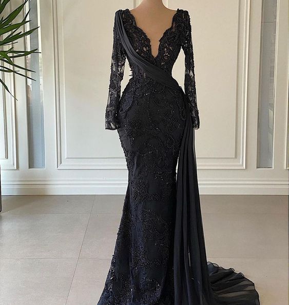 Black Long Prom Dress evening Formal Dress - FashionDia