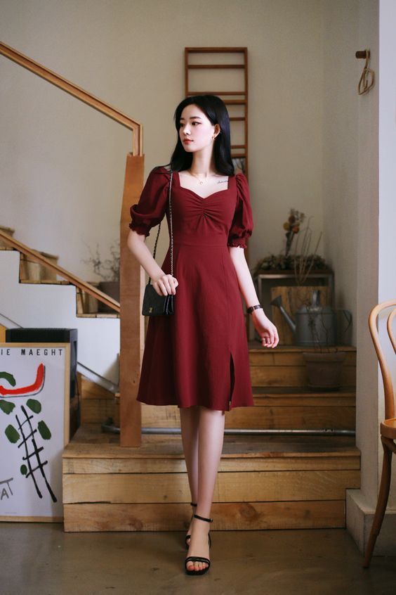 Burgundy Vintage Short Paty Dress, Homecoming Dress - FashionDia