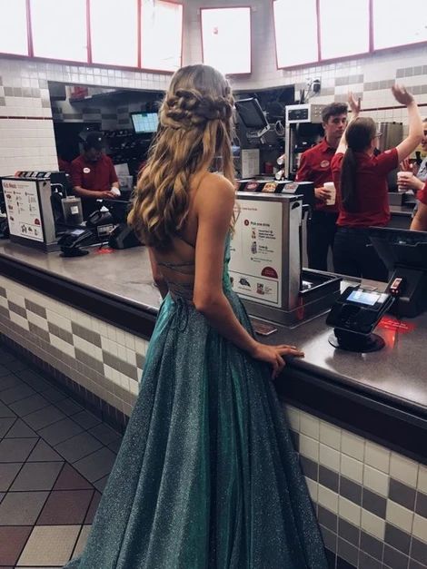 Open Back Shiny Long Prom Dress - FashionDia