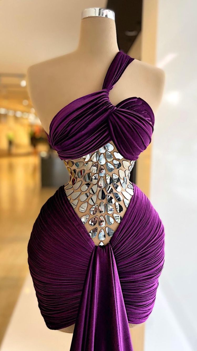 Dark Purple Vlevet Party Dress Sexy Prom Dress - FashionDia
