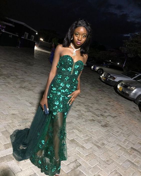 Sexy Mermaid Sweetheart Prom Dresses Green Appliques Sequin Evening Party Dresses - FashionDia