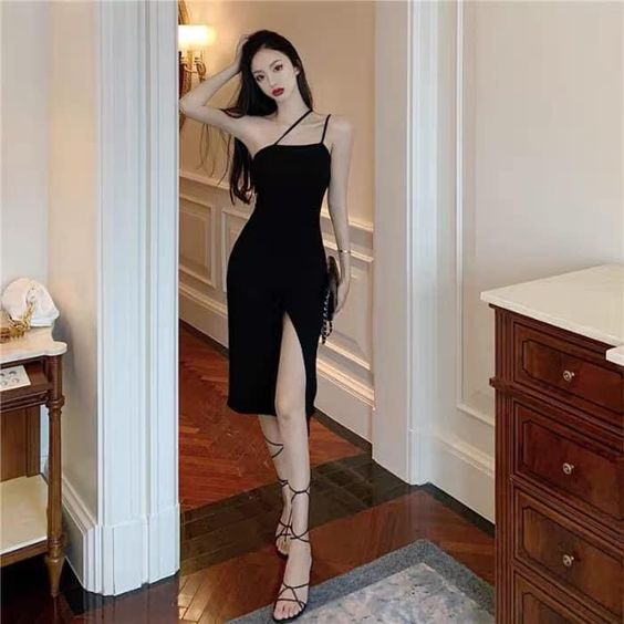 Black Kneen Length Party Dress,Chic Homecoming Dress - FashionDia