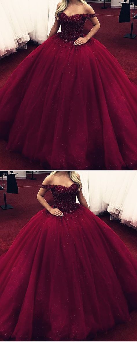Off-the-Shoulder luxury crystals sweet 16 quinceanera dresses - FashionDia