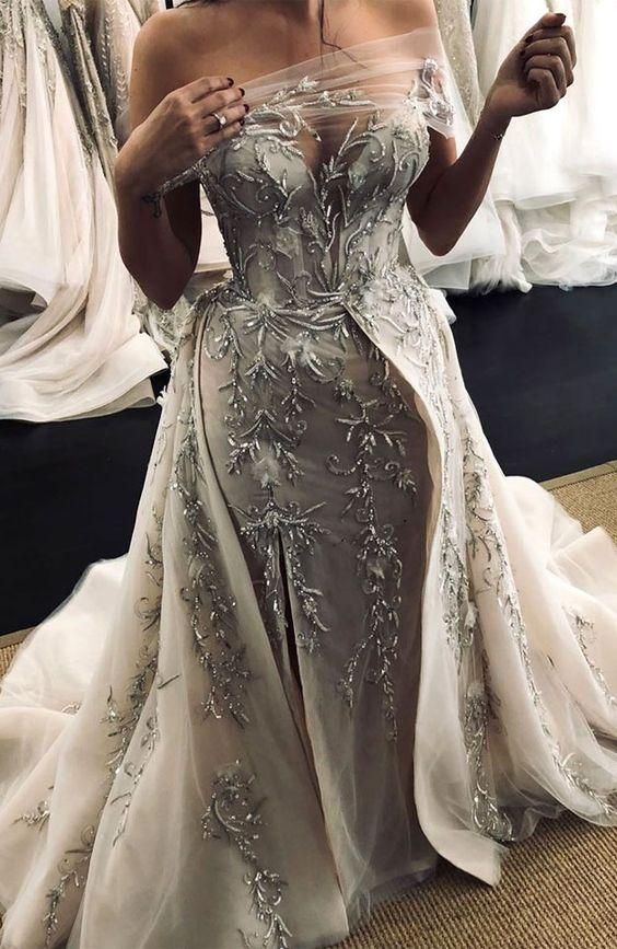 Long Prom Dress With lace , Charming Prom Dress wedding drses - VelvetHem
