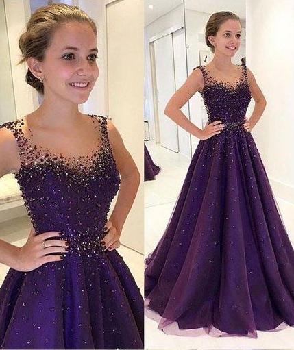 Purple Prom Dress ,Evening Dress ,Winter Formal Dress, Pageant Dance Dresses, Graduation School Party Gown
