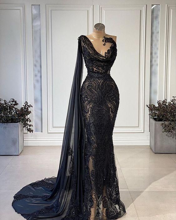 Black sexy meramaid prom dress, unique prom dress - FashionDia
