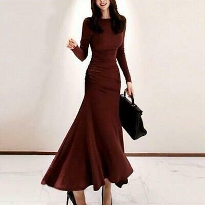 New Style Fashion Waist Pleated Temperament Goddess Fan Fishtail Dress Simple Prom Dress - FashionDia