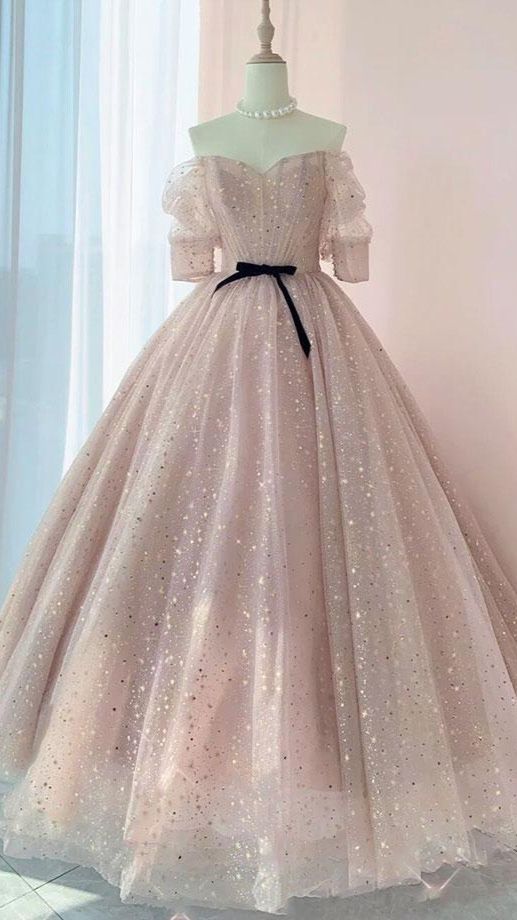 Pink Tulle Long Prom Dress Sweet 16 Dress Ball Gown - VelvetHem