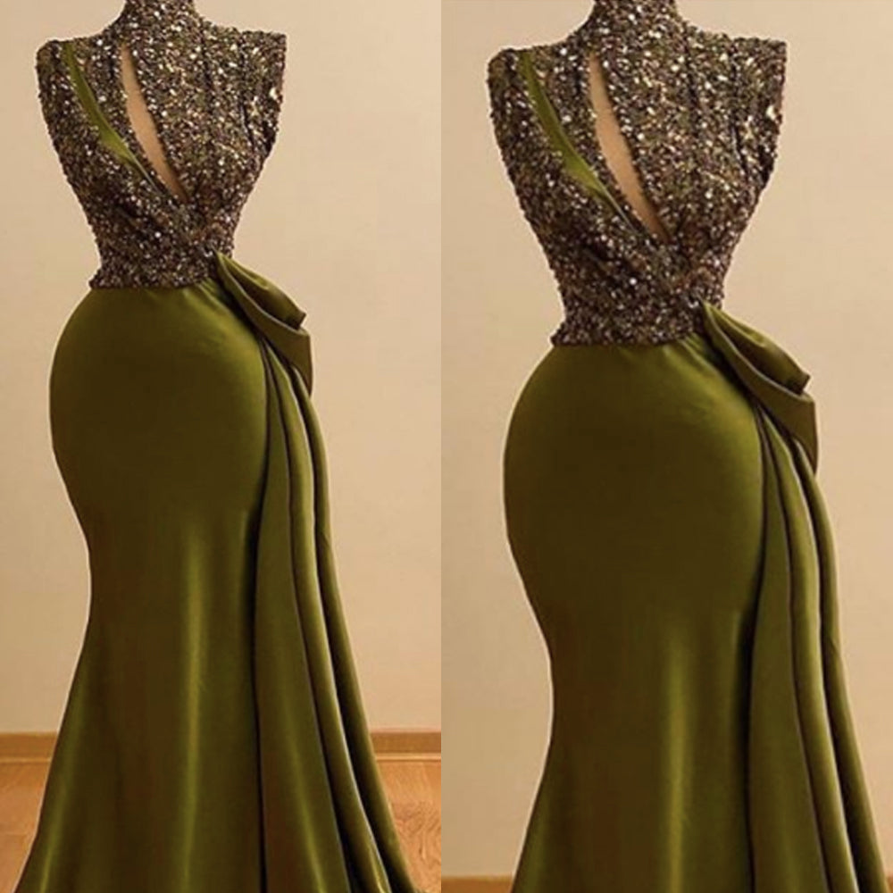 sparkly prom dresses, mermaid prom dresses, arabic prom dresses, green prom dresses, keyhole prom dresses, mermaid evening dresses - FashionDia
