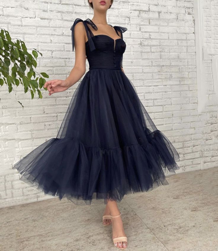 Dark blue tulle Short Homecoming Dress - FashionDia