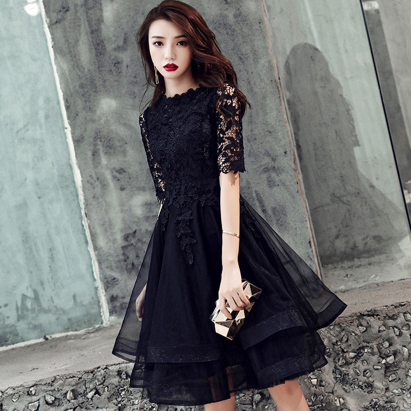 Black lace Short Homecoming Dress - FashionDia